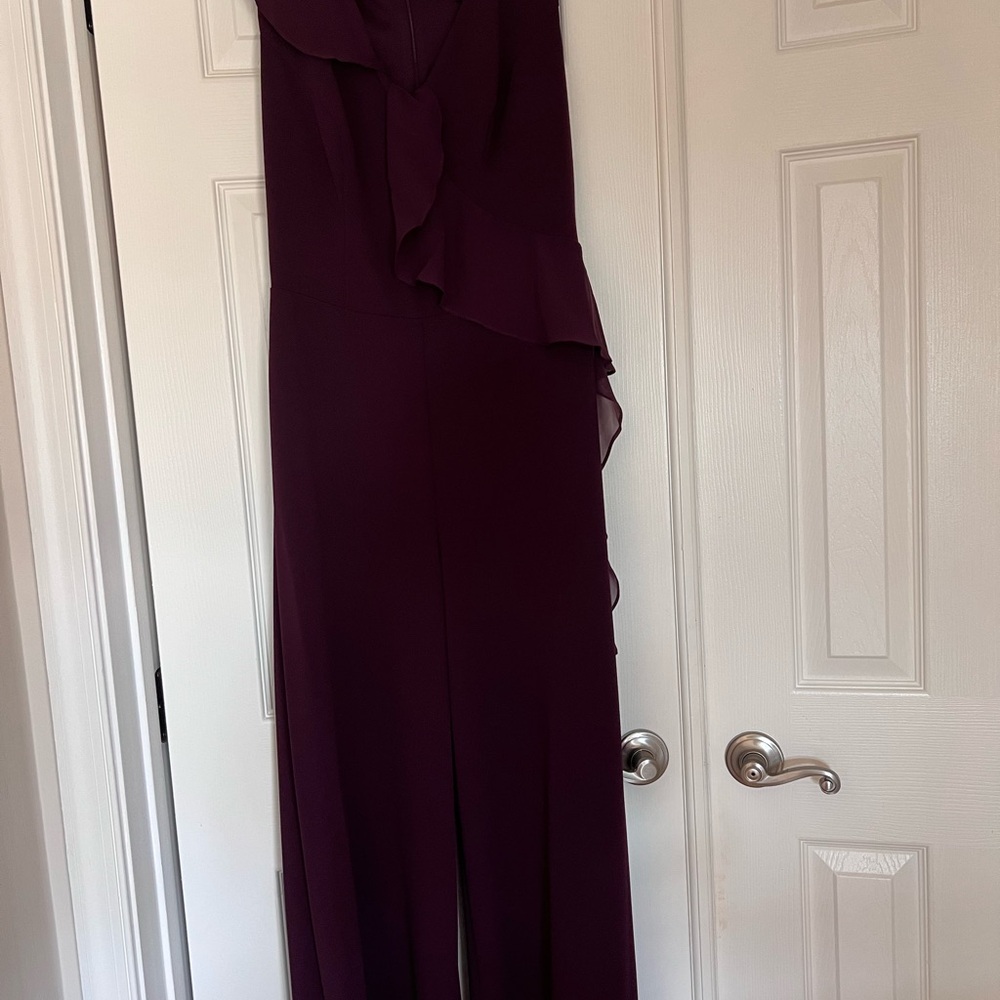 Connected Apparel Purple Velvet Jumpsuit